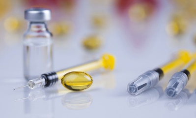 Healthy, Close up of Pills, Tablets, Capsule, Medical background