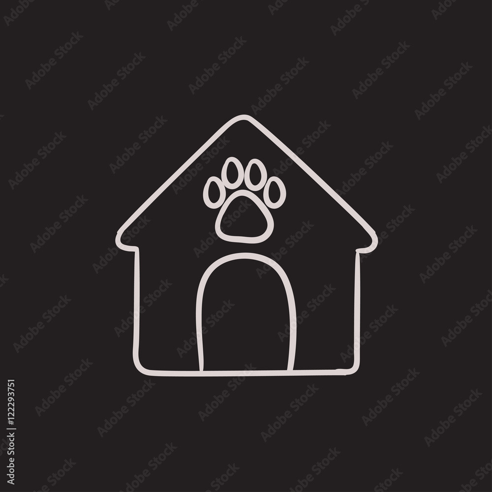 Sticker doghouse sketch icon.