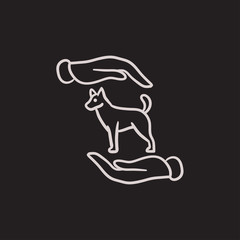 Pet care sketch icon.