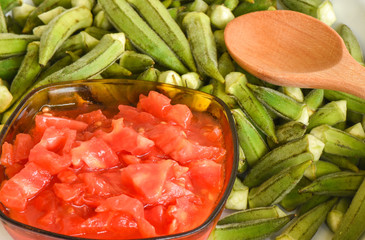 Fresh okra vegetable