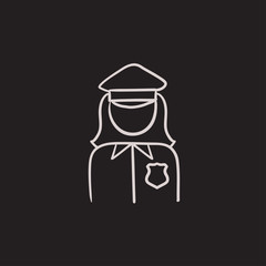 Policewoman sketch icon.