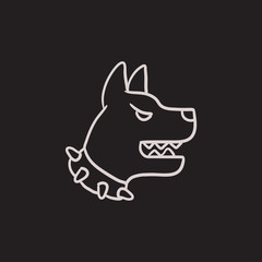 Aggressive police dog sketch icon.
