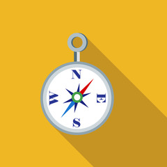 Compass icon in flat style with long shadow. Location symbol vector illustration
