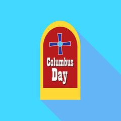 Obraz premium Banner of Columbus day icon in flat style with long shadow. Holiday symbol vector illustration