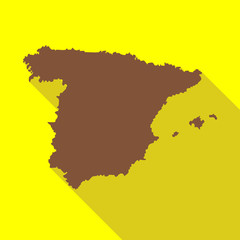 Map of Spain icon in flat style with long shadow. Territory symbol vector illustration