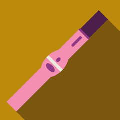 Pink electronic cigarette for smokers icon in flat style with long shadow. Smoking symbol vector illustration