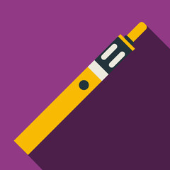 Electronic cigarette with button icon in flat style with long shadow. Smoking symbol vector illustration