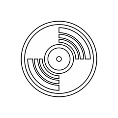Vinyl music record icon in outline style isolated on white background vector illustration