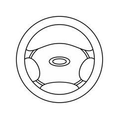 Steering wheel icon in outline style isolated on white background vector illustration