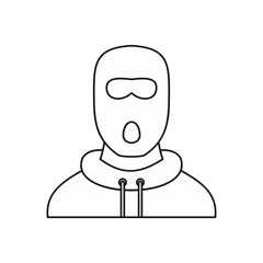 Man in balaclava mask icon in outline style isolated on white background vector illustration