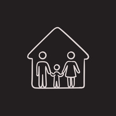 Family house sketch icon.