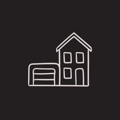 House with garage sketch icon.