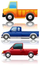 Deurstickers Autorace Drie verschillende soorten vrachtwagens