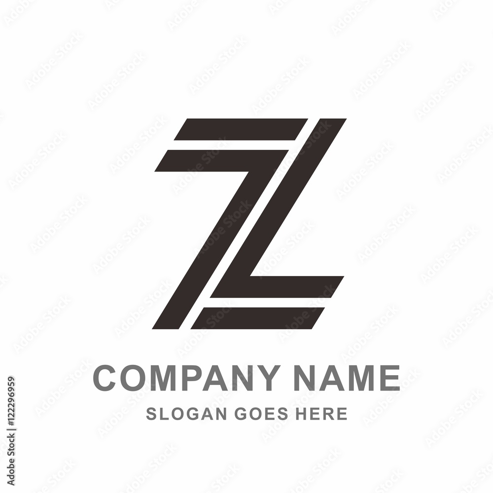 Fototapete Monogram Letter Z Horizontal Diagonal Reflection Line Vector Logo Design Template