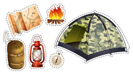 Sticker set of camping equipment