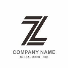 Monogram Letter Z Horizontal Diagonal Reflection Line Vector Logo Design Template