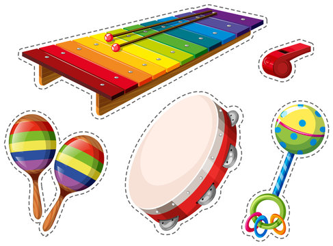 Sticker set of musical instrument