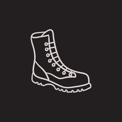 Boot with laces sketch icon.
