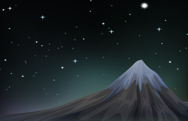 Night scene with mountain and stars