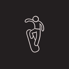 Man snowboarding sketch icon.