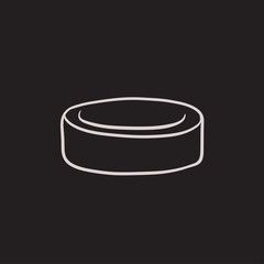 Hockey puck sketch icon.