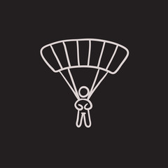 Skydiving sketch icon.