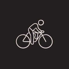 Fototapeta premium Man riding bike sketch icon.
