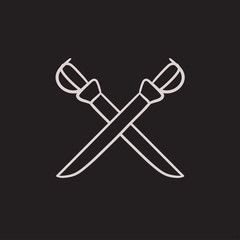 Crossed saber sketch icon.