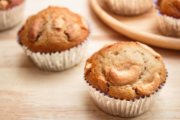 Obraz na płótnie Canvas Banana cup cake freshly baked.