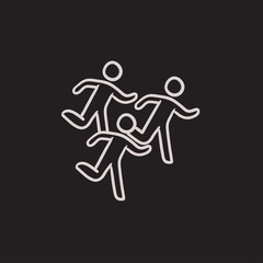 Running men sketch icon.