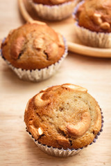 Banana cup cake freshly baked.