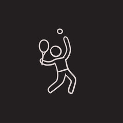 Man playing big tennis sketch icon.