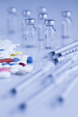 Healthy, Close up of Pills, Tablets, Capsule, Medical background