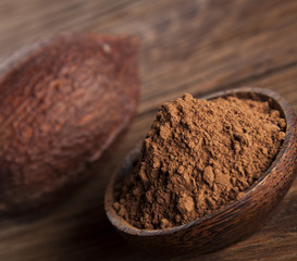 Aromatic cocoa, powder and food dessert background