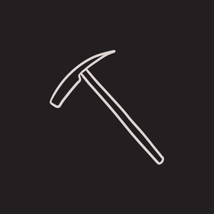 Ice pickaxe sketch icon.
