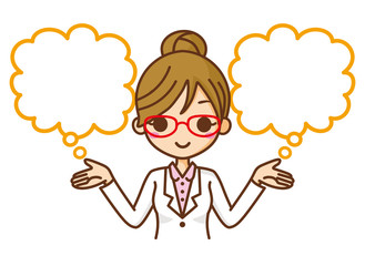 白衣の女性　選択　吹き出し