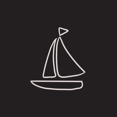 Sailboat sketch icon.