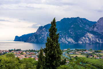 View of Riva Del Garda and Lake Garda, Lombardy, Italy