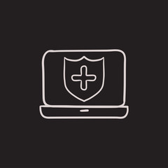 Computer security sketch icon.