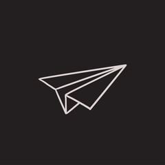 Paper airplane sketch icon.