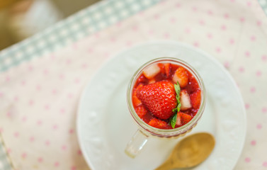 Pudding with strawberry