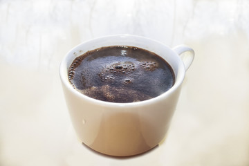 Morning hot coffee on the table