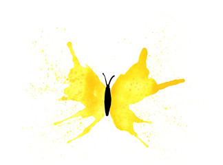 Yellow abstract butterfly splash
