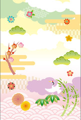 松竹梅  カラフル 背景 グラデ