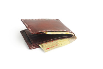 Wallet isolated white background with indian rupee 