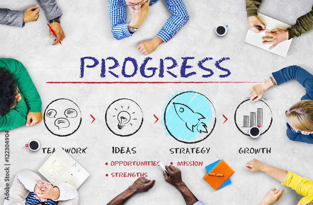 Wall mural Progress Business Plan Growth Strategy Concept - Wall murals