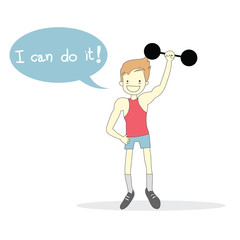 man Weight-lifting with word I can do it! vector