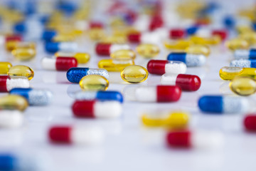 Medicine and healthy, Close up of capsules background