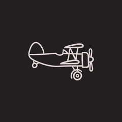 Propeller plane sketch icon.