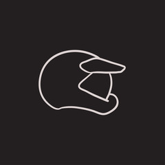 Motorcycle helmet sketch icon.